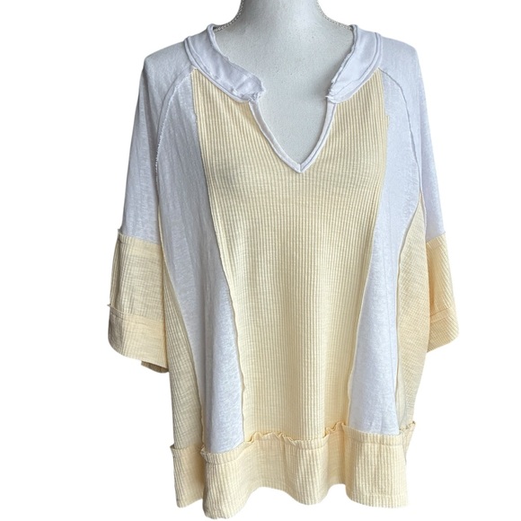 Pol Oversized Colorblock Ribbed Top Large - Picture 2 of 12